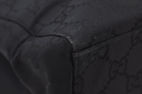 Authentic GUCCI Vintage Shoulder Hand Bag GG Nylon Leather 0021043 Black 6420J