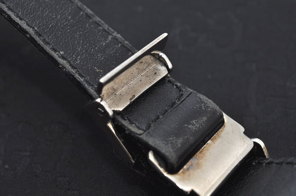 Authentic GUCCI Vintage Shoulder Hand Bag GG Nylon Leather 0021043 Black 6420J