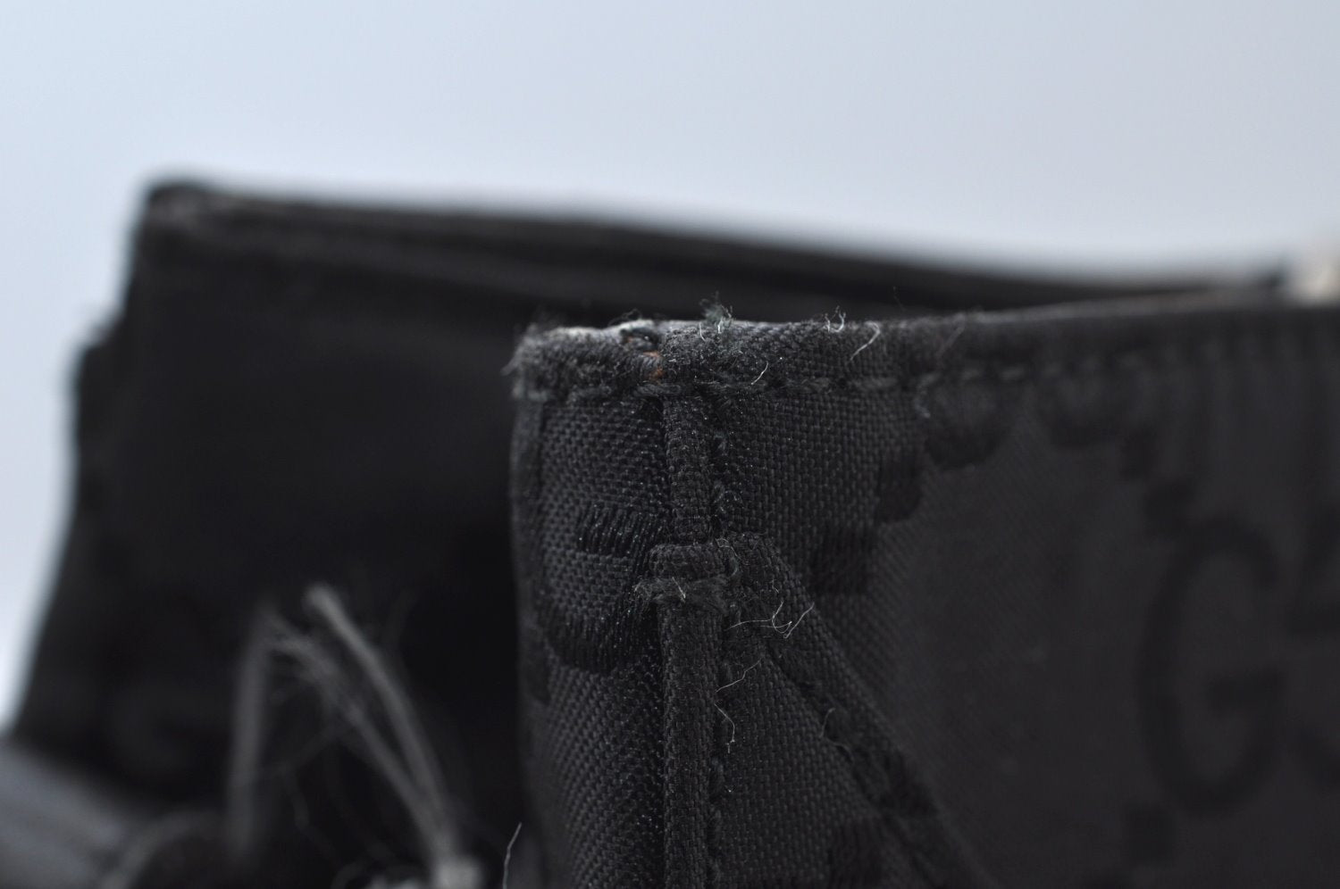 Authentic GUCCI Vintage Shoulder Hand Bag GG Nylon Leather 0021043 Black 6420J