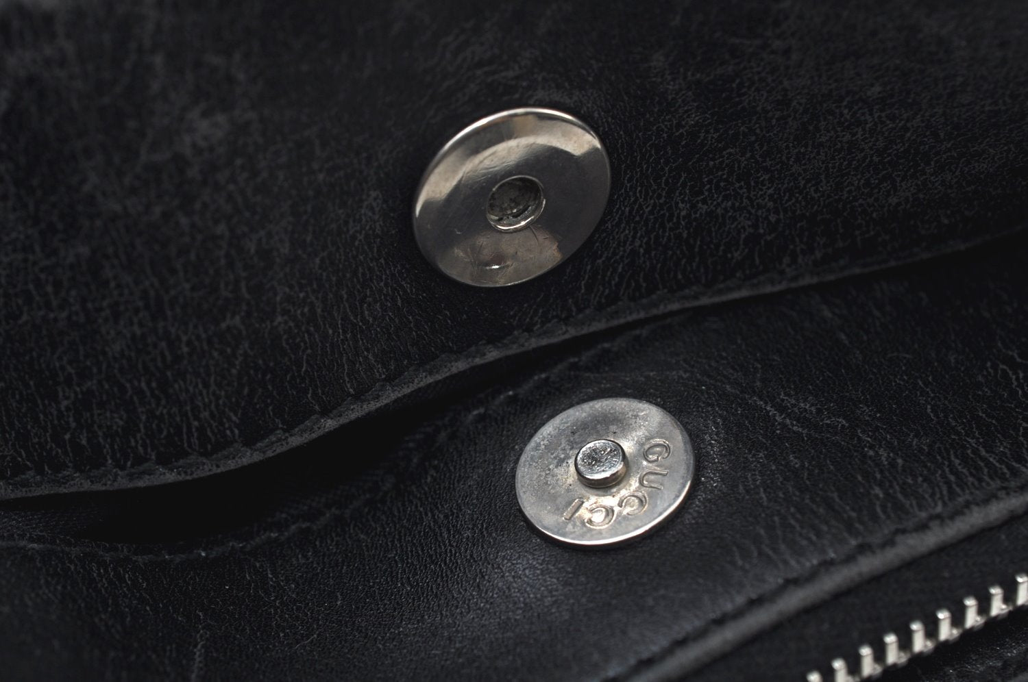 Authentic GUCCI Vintage Shoulder Hand Bag GG Nylon Leather 0021043 Black 6420J