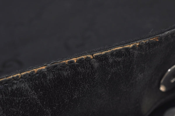 Authentic GUCCI Vintage Shoulder Hand Bag GG Nylon Leather 0021043 Black 6420J