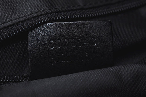 Authentic GUCCI Vintage Shoulder Hand Bag GG Nylon Leather 0021043 Black 6420J