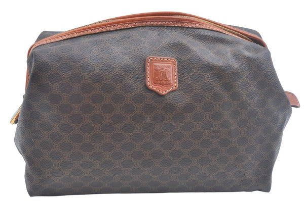 Authentic CELINE Macadam Blason Pattern Clutch Hand Bag PVC Leather Brown 6421J