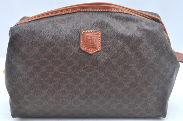 Authentic CELINE Macadam Blason Pattern Clutch Hand Bag PVC Leather Brown 6421J