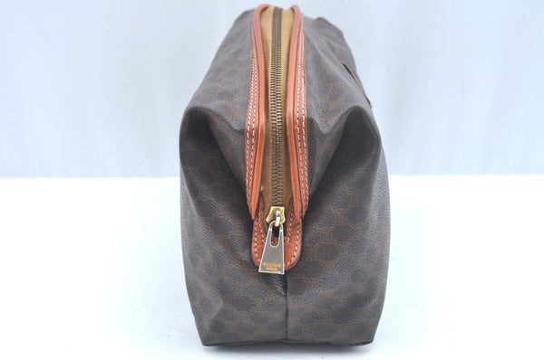 Authentic CELINE Macadam Blason Pattern Clutch Hand Bag PVC Leather Brown 6421J