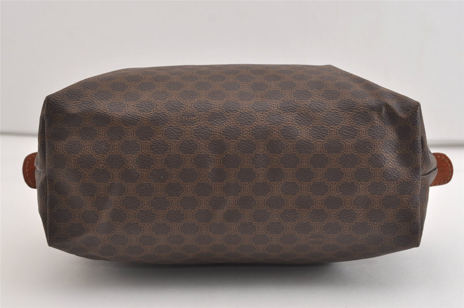 Authentic CELINE Macadam Blason Pattern Clutch Hand Bag PVC Leather Brown 6421J