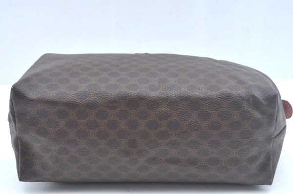 Authentic CELINE Macadam Blason Pattern Clutch Hand Bag PVC Leather Brown 6421J