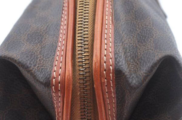 Authentic CELINE Macadam Blason Pattern Clutch Hand Bag PVC Leather Brown 6421J