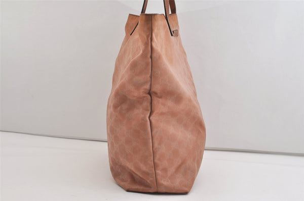 Authentic GUCCI Shoulder Tote Bag GG Nylon Leather 295252 Pink Beige 6422J
