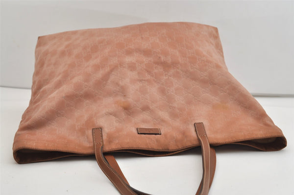 Authentic GUCCI Shoulder Tote Bag GG Nylon Leather 295252 Pink Beige 6422J