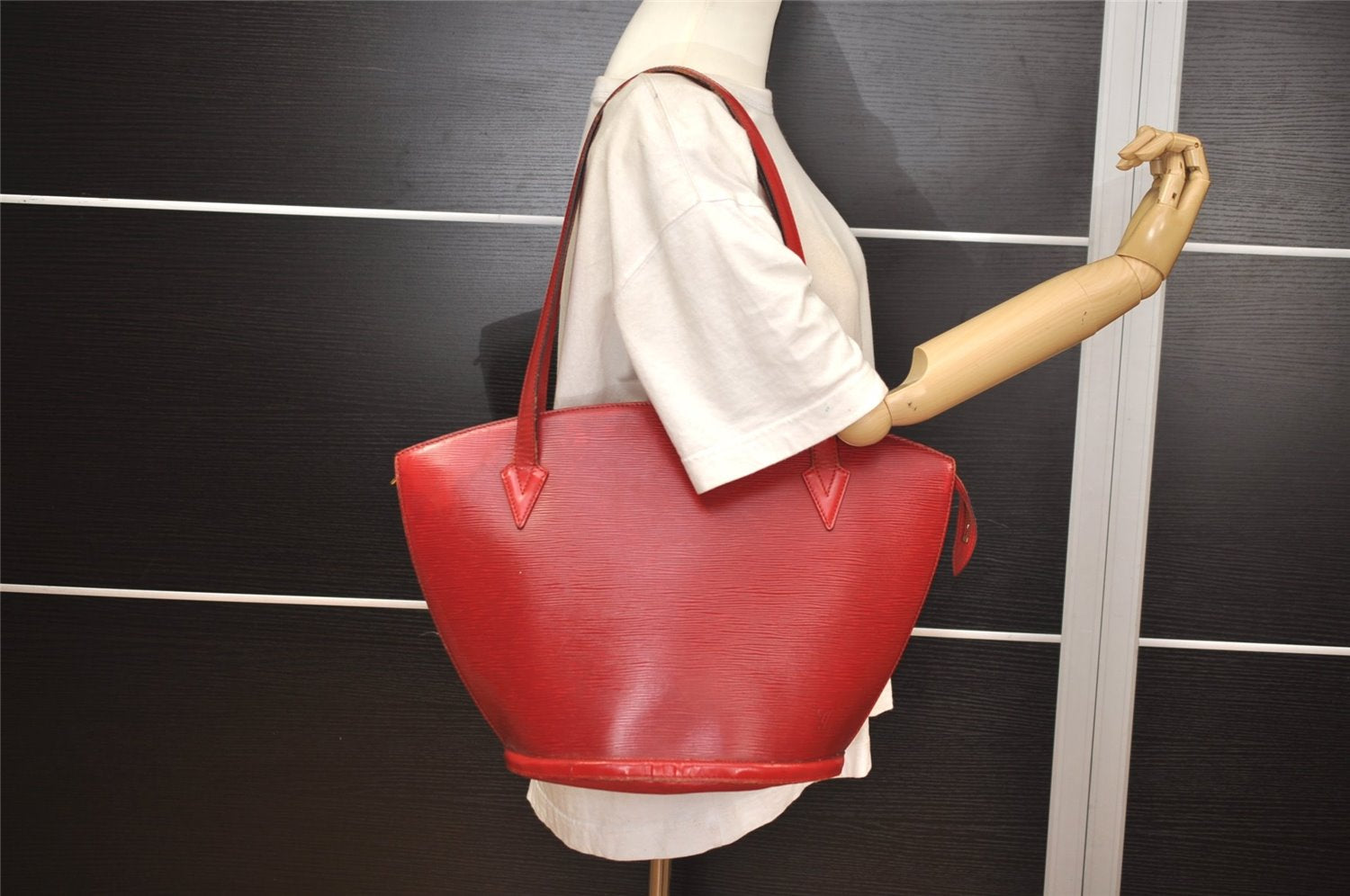 Auth Louis Vuitton Epi Saint Jacques Shopping Shoulder Bag Red M52267 LV 6433J