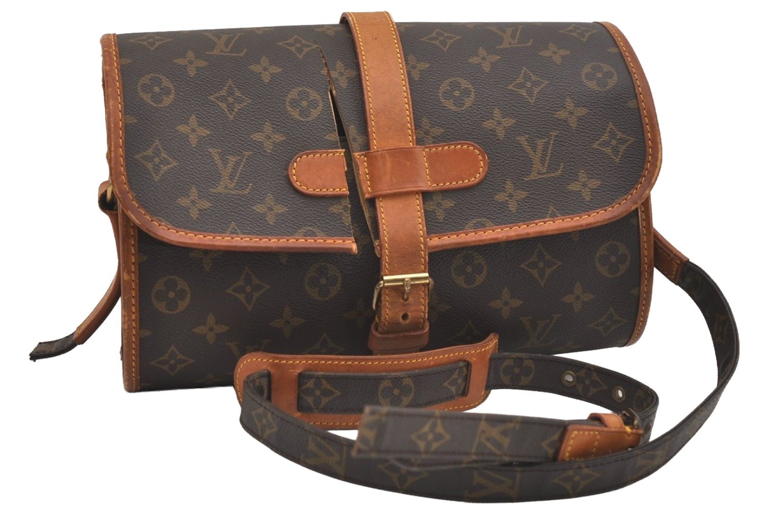 Authentic Louis Vuitton Monogram Marne Shoulder Cross Bag M51369 LV Junk 6434J