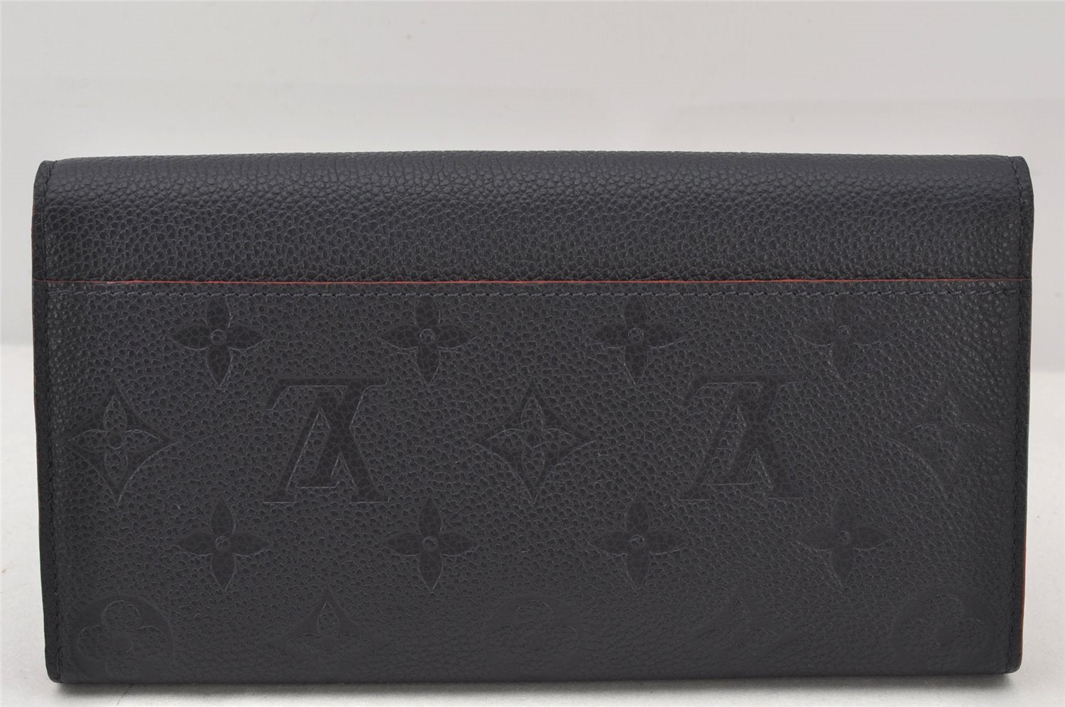 Authentic Louis Vuitton Monogram Empreinte Portefeuille Sarah Wallet Navy 6434K