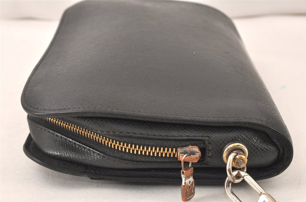 Authentic Louis Vuitton Taiga Baikal Clutch Bag Black M30182 LV 6440K