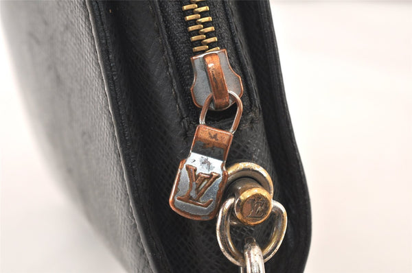 Authentic Louis Vuitton Taiga Baikal Clutch Bag Black M30182 LV 6440K