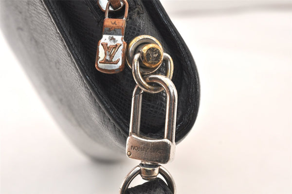 Authentic Louis Vuitton Taiga Baikal Clutch Bag Black M30182 LV 6440K