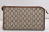 Authentic GUCCI Vintage GG Plus Clutch Hand Bag Purse PVC Leather Brown 6442J
