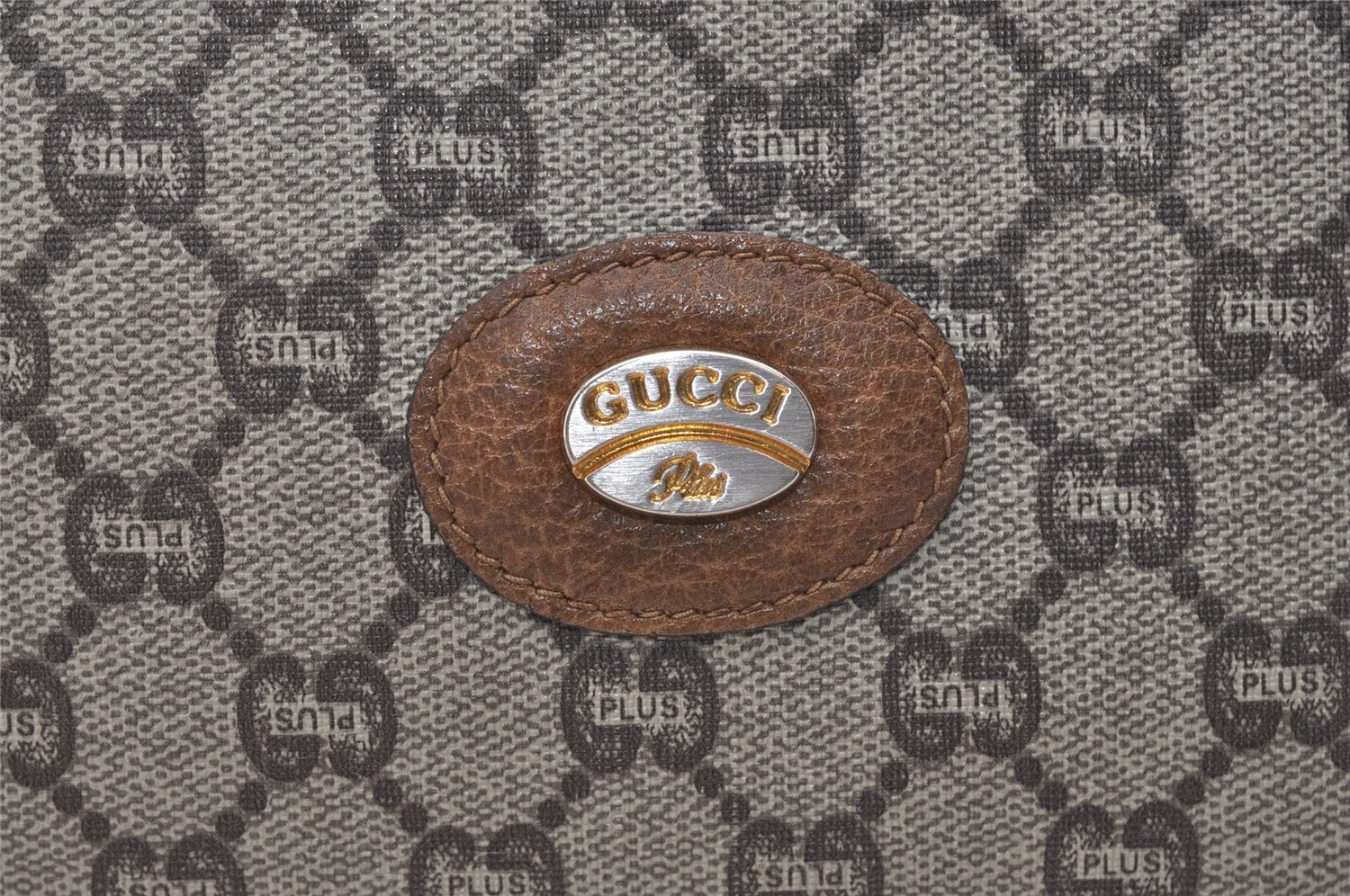 Authentic GUCCI Vintage GG Plus Clutch Hand Bag Purse PVC Leather Brown 6442J