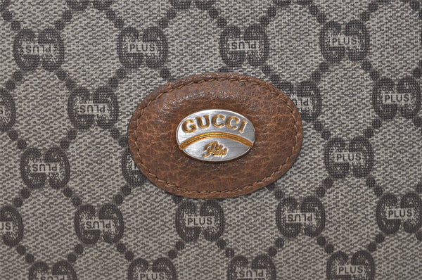 Authentic GUCCI Vintage GG Plus Clutch Hand Bag Purse PVC Leather Brown 6442J