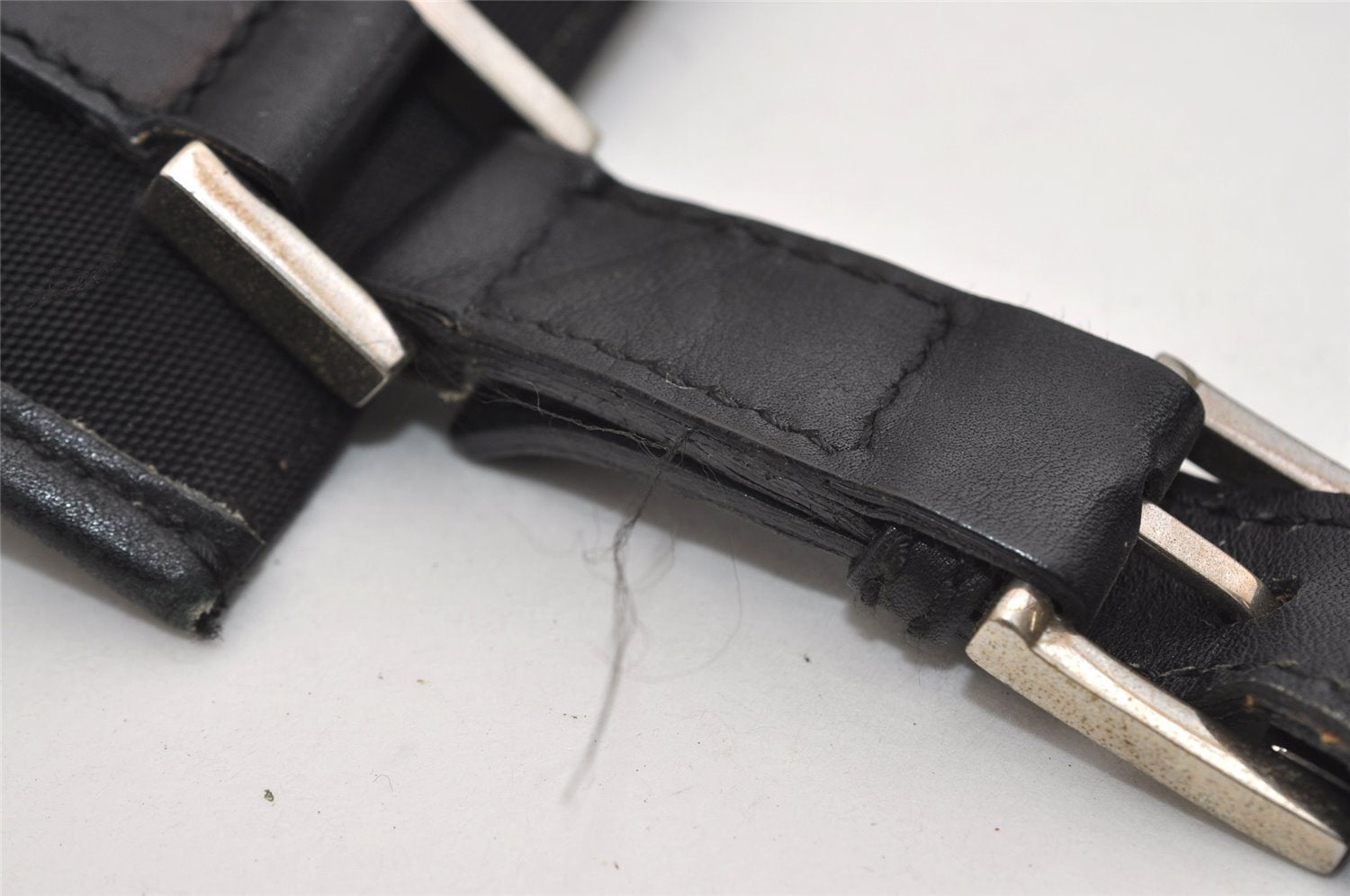 Authentic GUCCI Shoulder Cross Body Bag Purse Canvas Leather 92562 Black 6443J