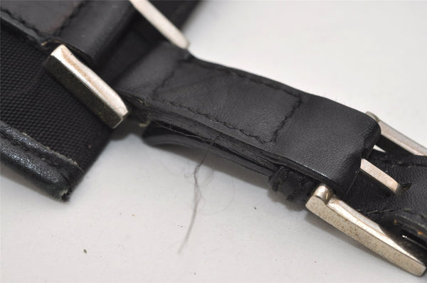 Authentic GUCCI Shoulder Cross Body Bag Purse Canvas Leather 92562 Black 6443J