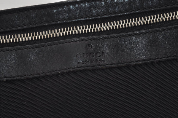 Authentic GUCCI Shoulder Cross Body Bag Purse Canvas Leather 92562 Black 6443J