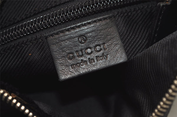 Authentic GUCCI Shoulder Cross Body Bag Purse Canvas Leather 92562 Black 6443J