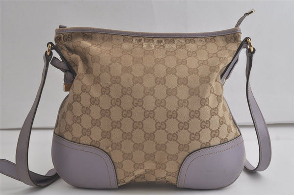 Authentic GUCCI Princy Ribbon Canvas Leather Shoulder Bag 204939 Beige 6443K