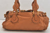 Authentic Chloe Paddington Leather Shoulder Hand Bag Brown 6444J