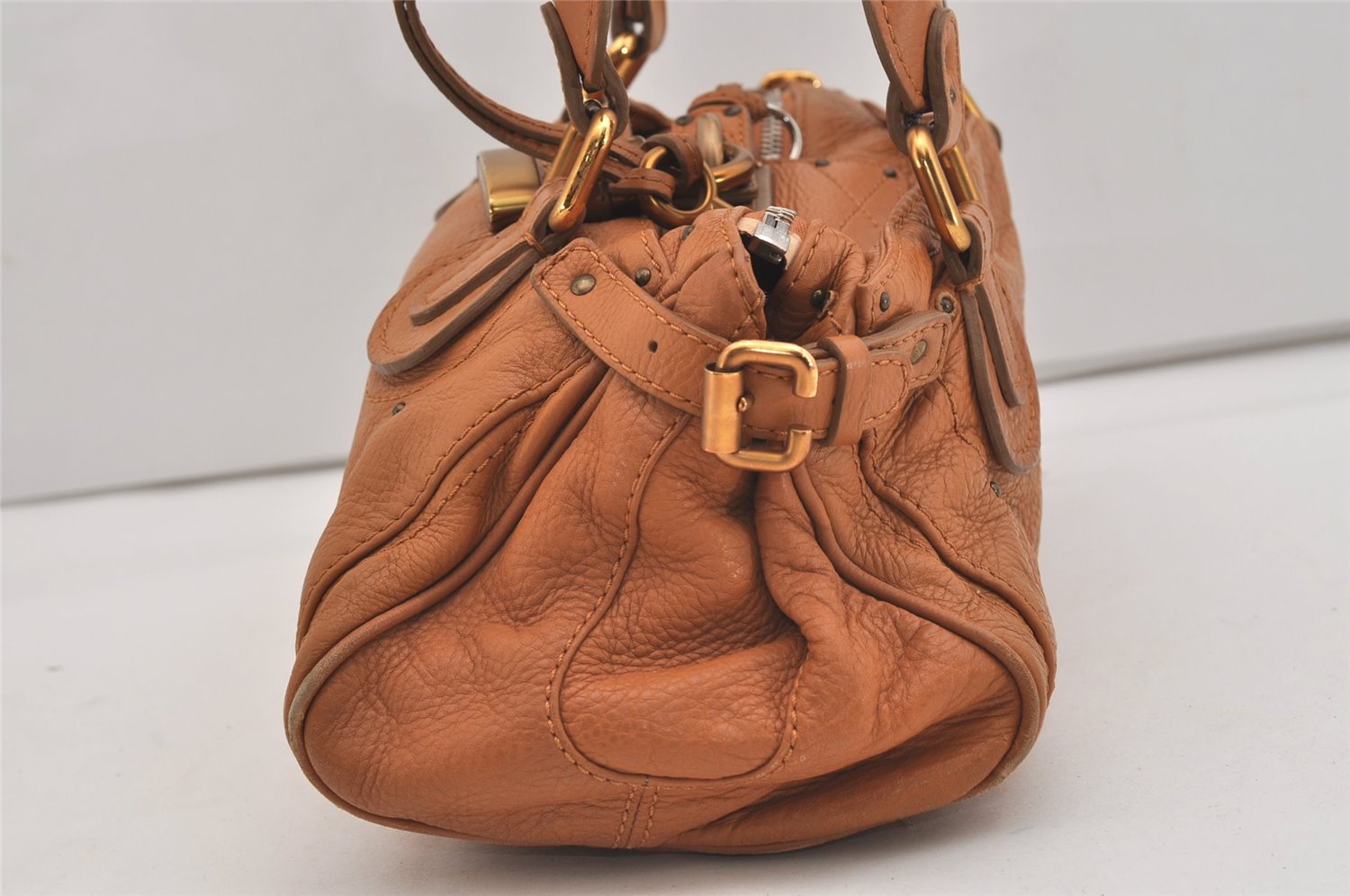 Authentic Chloe Paddington Leather Shoulder Hand Bag Brown 6444J