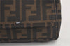 Authentic FENDI Vintage Zucca Shoulder Hand Bag Purse Canvas Leather Brown 6444K