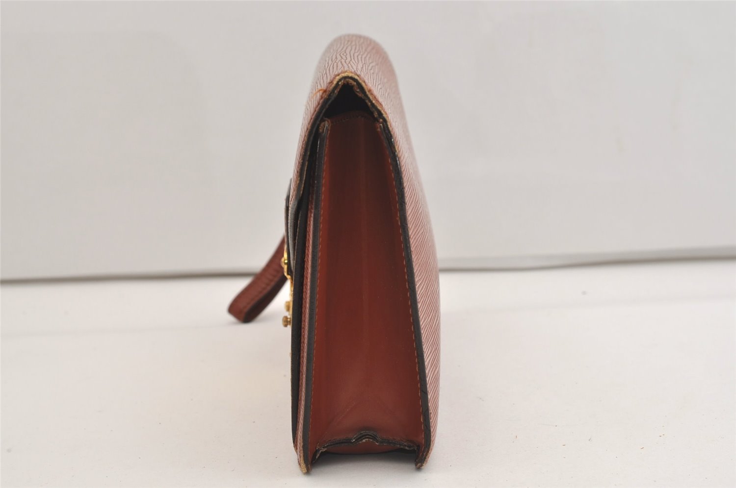 Authentic Louis Vuitton Epi Sellier Dragonne Clutch Bag Brown M52618 LV 6445J