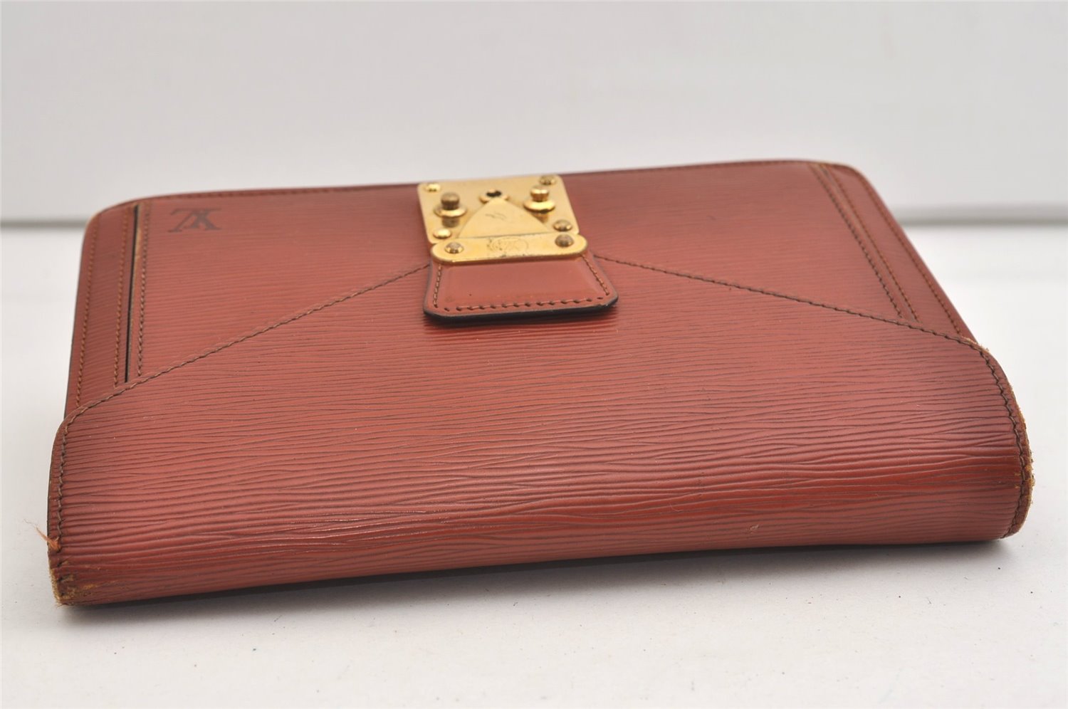 Authentic Louis Vuitton Epi Sellier Dragonne Clutch Bag Brown M52618 LV 6445J