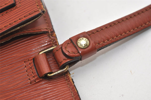 Authentic Louis Vuitton Epi Sellier Dragonne Clutch Bag Brown M52618 LV 6445J