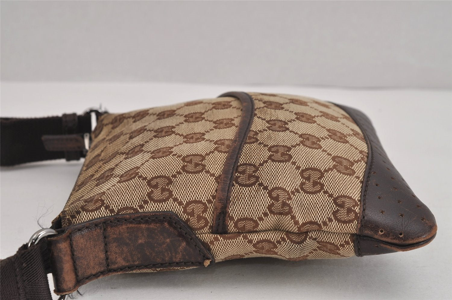 Authentic GUCCI Shoulder Cross Bag Purse GG Canvas Leather 147671 Brown 6448J