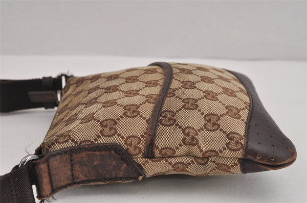 Authentic GUCCI Shoulder Cross Bag Purse GG Canvas Leather 147671 Brown 6448J