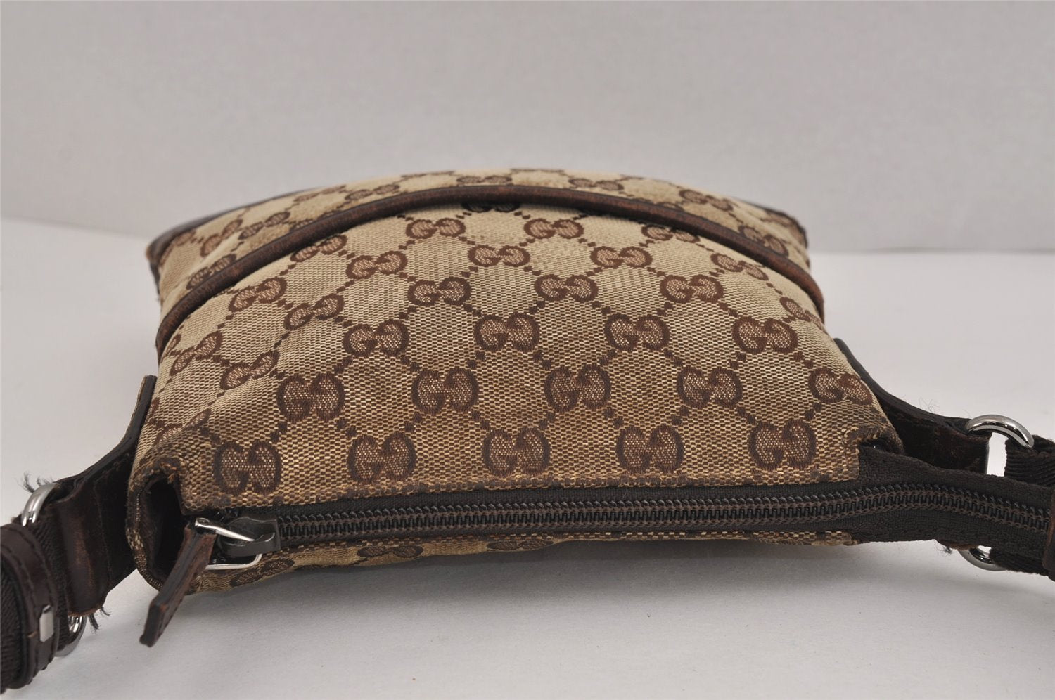 Authentic GUCCI Shoulder Cross Bag Purse GG Canvas Leather 147671 Brown 6448J