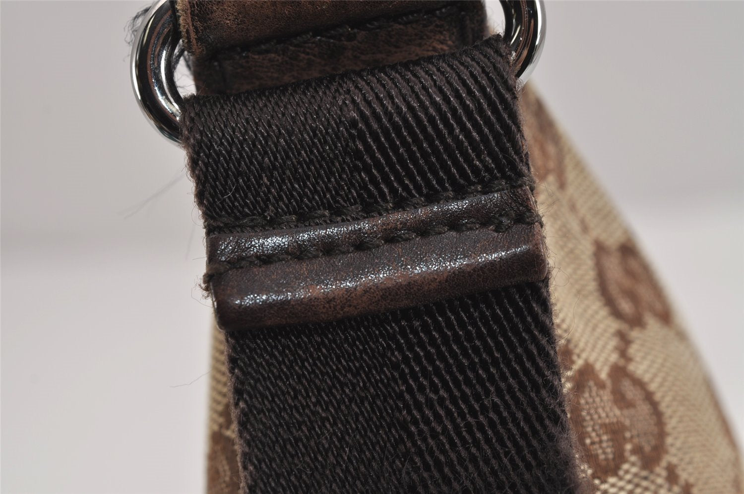 Authentic GUCCI Shoulder Cross Bag Purse GG Canvas Leather 147671 Brown 6448J