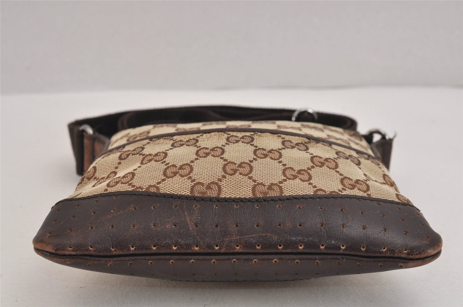 Authentic GUCCI Shoulder Cross Bag Purse GG Canvas Leather 147671 Brown 6448J