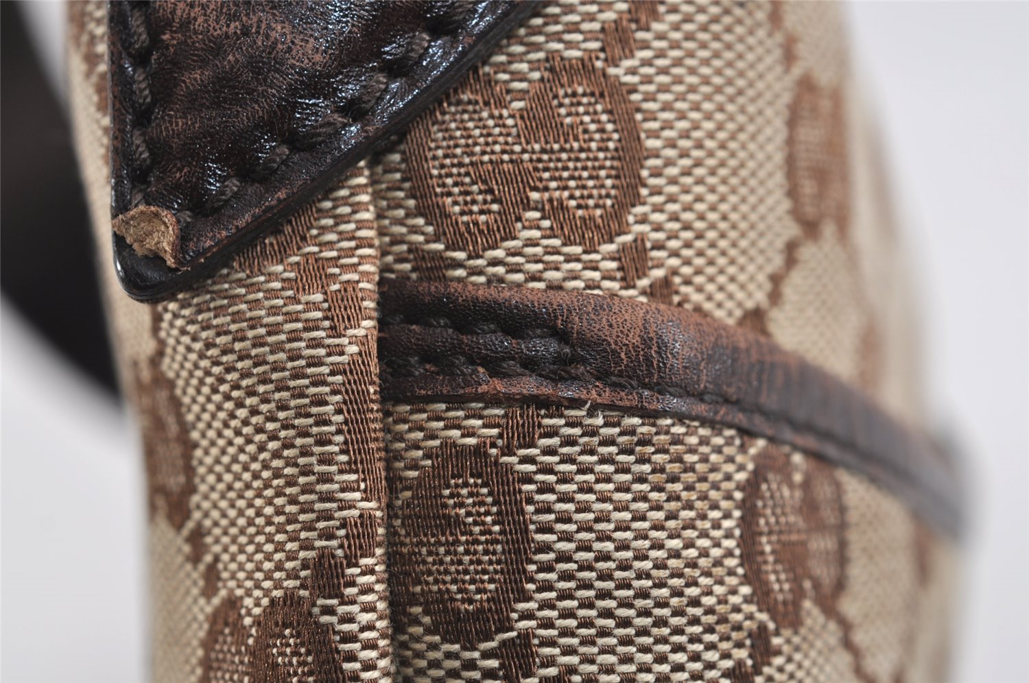 Authentic GUCCI Shoulder Cross Bag Purse GG Canvas Leather 147671 Brown 6448J