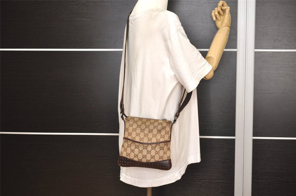 Authentic GUCCI Shoulder Cross Bag Purse GG Canvas Leather 147671 Brown 6448J