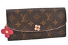 Auth Louis Vuitton Monogram Portefeuille Emilie Flower Wallet M64202 Junk 6448K