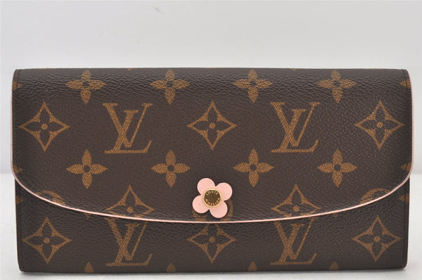 Auth Louis Vuitton Monogram Portefeuille Emilie Flower Wallet M64202 Junk 6448K