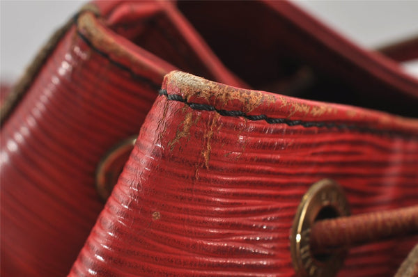Authentic Louis Vuitton Epi Petit Noe Shoulder Drawstring Bag M44107 Red 6449J