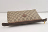 Authentic GUCCI Vintage Clutch Hand Bag Purse GG PVC Leather Brown 6450J