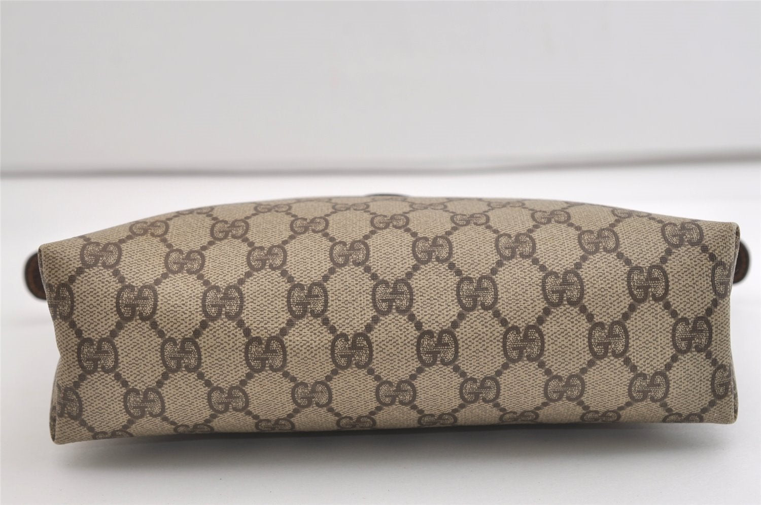 Authentic GUCCI Vintage Clutch Hand Bag Purse GG PVC Leather Brown 6450J