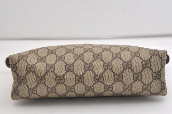 Authentic GUCCI Vintage Clutch Hand Bag Purse GG PVC Leather Brown 6450J