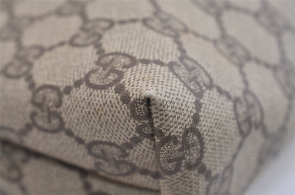 Authentic GUCCI Vintage Clutch Hand Bag Purse GG PVC Leather Brown 6450J