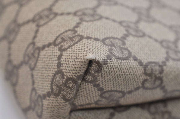 Authentic GUCCI Vintage Clutch Hand Bag Purse GG PVC Leather Brown 6450J