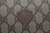 Authentic GUCCI Vintage Clutch Hand Bag Purse GG PVC Leather Brown 6450J